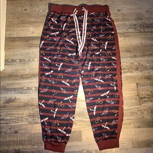 Pajama pants with Harry Potter written all over it
